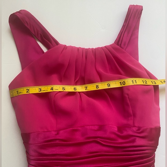 David’s Bridal Bridesmaid Chiffon Dress Size 6 Begonia Color Tie Back Satin Bow - Picture 8 of 16